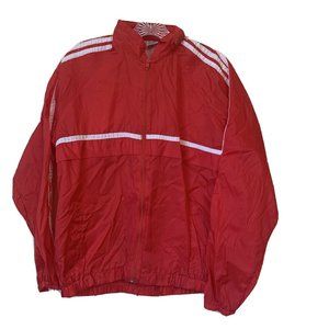 Vintage Rare Nylon ADIDAS Hooded Track rain Jacket Mens Med Vented Red Full Zip